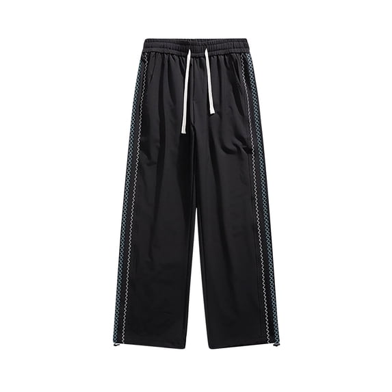 Men's Baggy Parachute Pants Loose Casual Wide Leg Y2K Lightweight Ice Silk Quick Dry Cooling Deep Pockets Urban Pants Size L-5XL Black