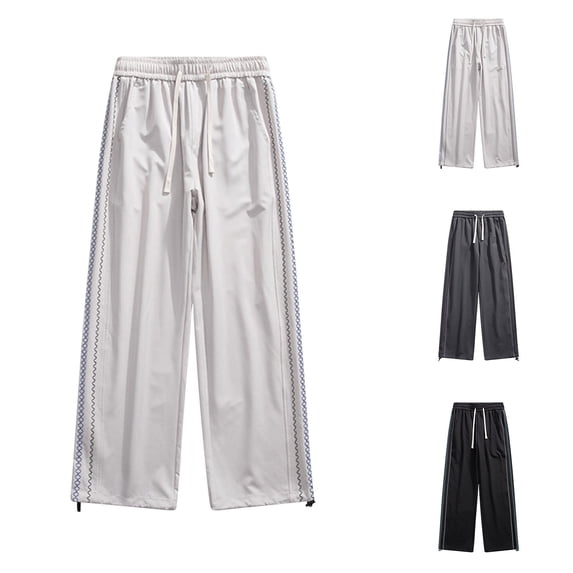 Men's Baggy Parachute Pants Loose Casual Wide Leg Y2K Lightweight Ice Silk Quick Dry Cooling Deep Pockets Urban Pants Size L-5XL Gray