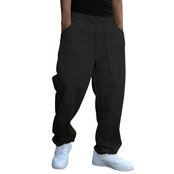 Men's Baggy Stacked Sweatpants Drawstring Waist Wide Leg Flared Sweatpants Streetwear