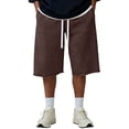 thumbnail image 1 of Men's Baggy Sweat Shorts 2026 Fleece Cotton Y2k Shorts Casual Under Knee Shorts Raw Hem Gym Shorts with Pockets Coffee 2XL, 1 of 6