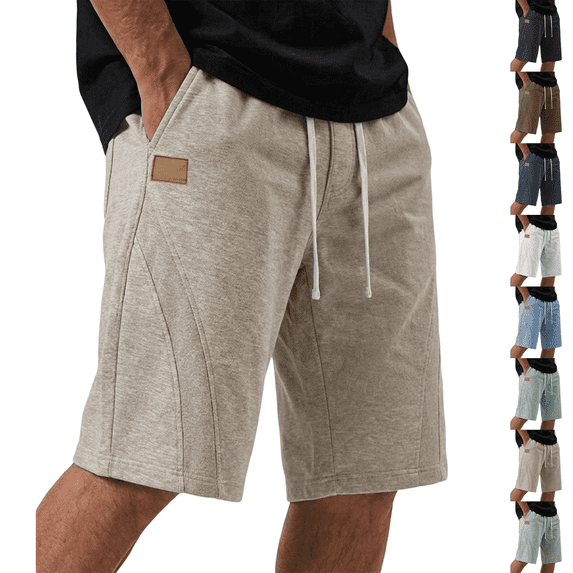 Men's Baggy Sweat Shorts Cotton Fleece 8" Athletic Shorts Big and Tall Workout Gym Lounge Shorts for Mens with Pockets Khaki 3XL