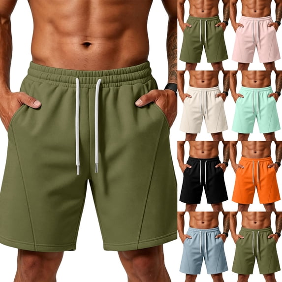 Men's Baggy Sweat Shorts Cotton Fleece Athletic Shorts Pro Workout Gym Lounge Shorts for Mens with Pockets ,S,Army Green
