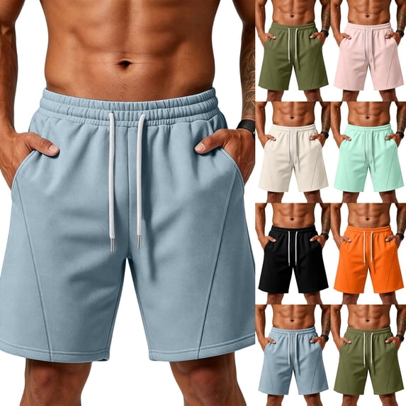 Men's Baggy Sweat Shorts Cotton Fleece Athletic Shorts Pro Workout Gym Lounge Shorts for Mens with Pockets ,XXL,Blue