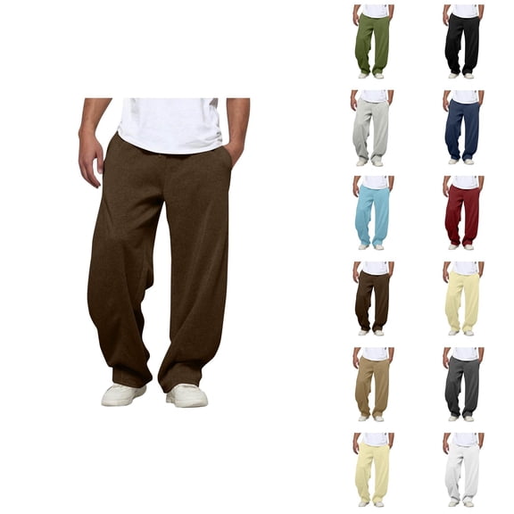 Men's Baggy Sweatpants 2025 Fall Winter Drawstring Elastic Waist Plain Loose Casual Pants with Pockets Trousers