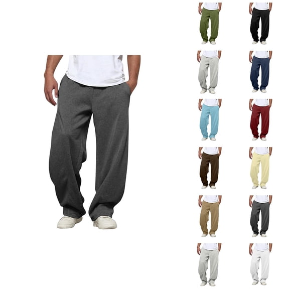 Men's Baggy Sweatpants 2025 Fall Winter Drawstring Elastic Waist Plain Loose Casual Pants with Pockets Trousers
