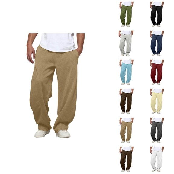 Men's Baggy Sweatpants 2025 Fall Winter Drawstring Elastic Waist Plain Loose Casual Pants with Pockets Trousers