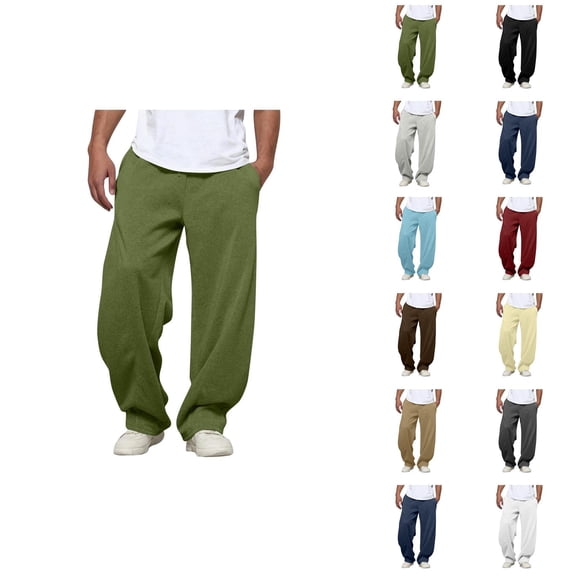 Men's Baggy Sweatpants 2025 Fall Winter Drawstring Elastic Waist Plain Loose Casual Pants with Pockets Trousers