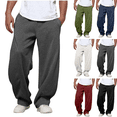 thumbnail image 1 of Men's Baggy Sweatpants Athletic Casual Pants with Pockets Solid Color Wide Leg Lounge Sweat Pants Elastic Waist with Drawstring, 1 of 8