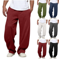 thumbnail image 1 of Men's Baggy Sweatpants Athletic Casual Pants with Pockets Solid Color Wide Leg Lounge Sweat Pants Elastic Waist with Drawstring, 1 of 8