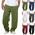 thumbnail image 1 of Men's Baggy Sweatpants Athletic Casual Pants with Pockets Solid Color Wide Leg Lounge Sweat Pants Elastic Waist with Drawstring, 1 of 8