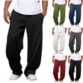 thumbnail image 1 of Men's Baggy Sweatpants Athletic Casual Pants with Pockets Solid Color Wide Leg Lounge Sweat Pants Elastic Waist with Drawstring, 1 of 8