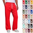thumbnail image 1 of Men's Baggy Sweatpants Athletic Loose Wide Leg Elastic Waist Lounge Relaxed Open Bottom Joggers Pants with Pockets Red XL, 1 of 7