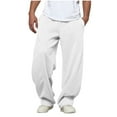 thumbnail image 1 of Men's Baggy Sweatpants Casual Straight Leg Fleece Pants Drawstring Elastic Waist Athletic Workout Jogger Fall Winter Sweat Pants with Pockets, 1 of 5