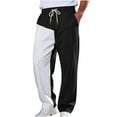 thumbnail image 1 of Men's Baggy Sweatpants Color Block Drawstring Wide Leg Sweatpants Elastic Waist Athletic Pants Joggers with Pockets, 1 of 9