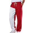 thumbnail image 1 of Men's Baggy Sweatpants Color Block Drawstring Wide Leg Sweatpants Elastic Waist Athletic Pants Joggers with Pockets, 1 of 9