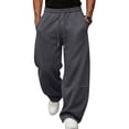 thumbnail image 1 of Men's Baggy Sweatpants Drawstring Elastic Waist Loose Wide Leg Casual Solid Color Lounge Trousers with Pockets, 1 of 7