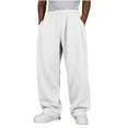 thumbnail image 1 of Men's Baggy Sweatpants Drawstring Elastic Waist Wide Leg Sweat Pants Casual Loose Baggy Joggers with Pockets, 1 of 6