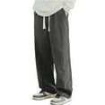 thumbnail image 1 of Men's Baggy Sweatpants Elastic Waist Drawstring Cotton Lounge Pants with Pockets Wide Leg Uncuffed Track Pants Dark Gray XL, 1 of 4