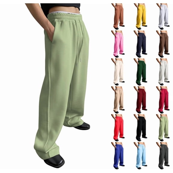 Men's Baggy Sweatpants Fleece Casual Pants Elastic Waist Athletic Workout Jogger Sweat Fall Winter 2025,Light Green M