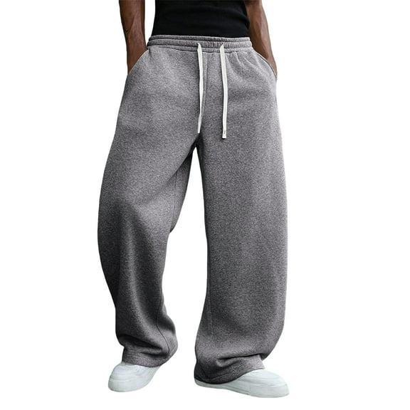 Men's Baggy Sweatpants Fleece Casual Pants Elastic Waist Athletic Workout Jogger Sweat Fall Winter
