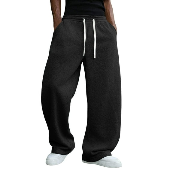 Men's Baggy Sweatpants Fleece Casual Pants Elastic Waist Athletic Workout Jogger Sweat Fall Winter