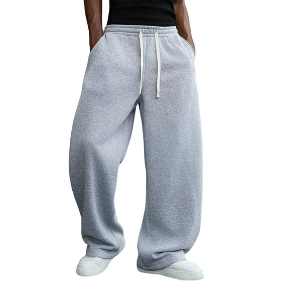 Men's Baggy Sweatpants Fleece Casual Pants Elastic Waist Athletic Workout Jogger Sweat Fall Winter
