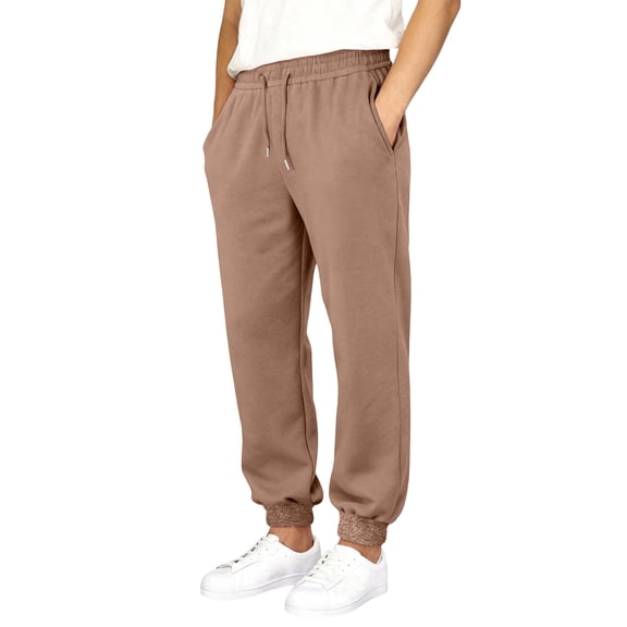 Men's Baggy Sweatpants Fleece Straight Leg Casual Sweat Pants Drawstring Athletic Workout Gym Jogger with Pockets,Camel M