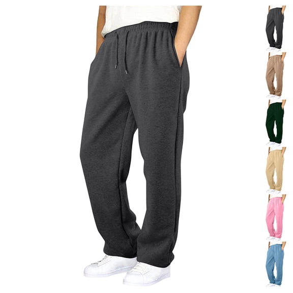 Men's Baggy Sweatpants Fleece Straight Leg Casual Sweat Pants Drawstring Athletic Workout Gym Jogger with Pockets,Dark Gray S