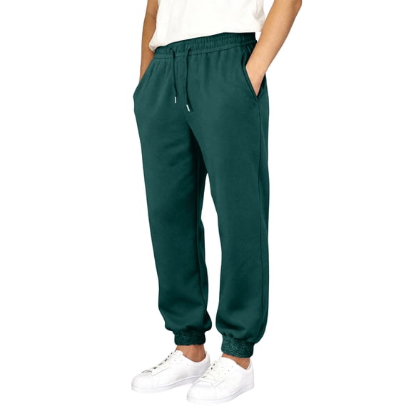 Men's Baggy Sweatpants Fleece Straight Leg Casual Sweat Pants Drawstring Athletic Workout Gym Jogger with Pockets,Green L