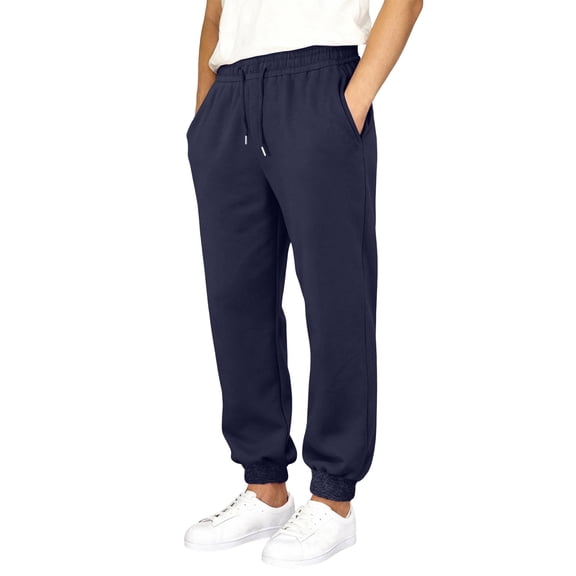 Men's Baggy Sweatpants Fleece Straight Leg Casual Sweat Pants Drawstring Athletic Workout Gym Jogger with Pockets,Navy XL