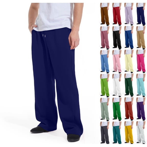 Men's Baggy Sweatpants Fleece Straight Leg Casual Sweat Pants Drawstring Athletic Workout Gym Jogger with Pockets Royal Blue XXL