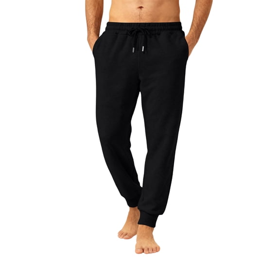 Men's Baggy Sweatpants Fleece Straight Leg Cinch Bottom Drawstring Elastic Waist Sweat Pants Gym Athletic Joggers,Black M