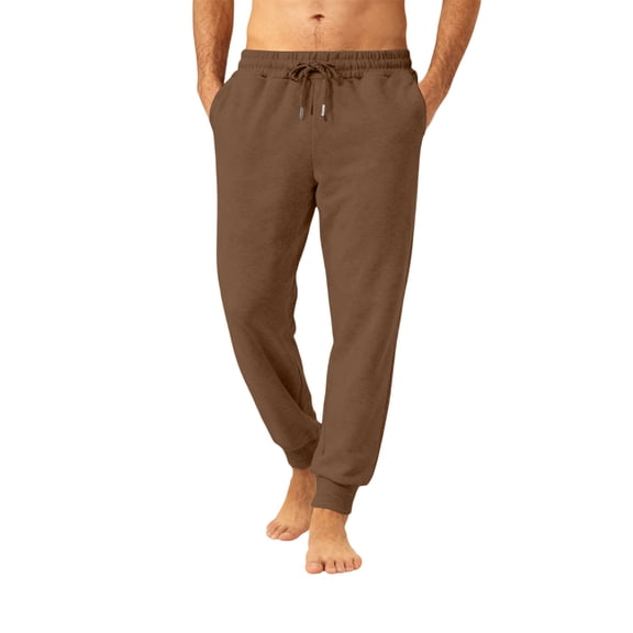 Men's Baggy Sweatpants Fleece Straight Leg Cinch Bottom Drawstring Elastic Waist Sweat Pants Gym Athletic Joggers,Brown M
