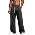 thumbnail image 1 of Men's Baggy Sweatpants Fleece Wide Leg Lounge Pants Drawstring Waist Loose Fit Cotton Jogging Sweat Pants with Pockets Gray L, 1 of 6