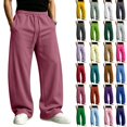 thumbnail image 1 of Men's Baggy Sweatpants Fleece Wide Leg Lounge Pants Drawstring Waist Loose Fit Cotton Jogging Sweat Pants with Pockets Watermelon Red L, 1 of 7