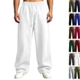 thumbnail image 1 of Men's Baggy Sweatpants Fleece Wide Leg Lounge Pants Waist Loose Fit Cotton Jogging Sweat Pants with Pockets White XL, 1 of 6