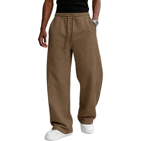 Men's Baggy Sweatpants Fleece Wide Leg Lounge Sweat Pants Drawstring Waist Jogging Pants with Pockets, 2XL