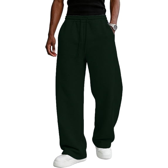 Men's Baggy Sweatpants Fleece Wide Leg Lounge Sweat Pants Drawstring Waist Jogging Pants with Pockets, 2XL