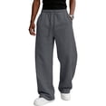 thumbnail image 1 of Men's Baggy Sweatpants Fleece Wide Leg Lounge Sweat Pants Drawstring Waist Jogging Pants with Pockets, L, 1 of 7