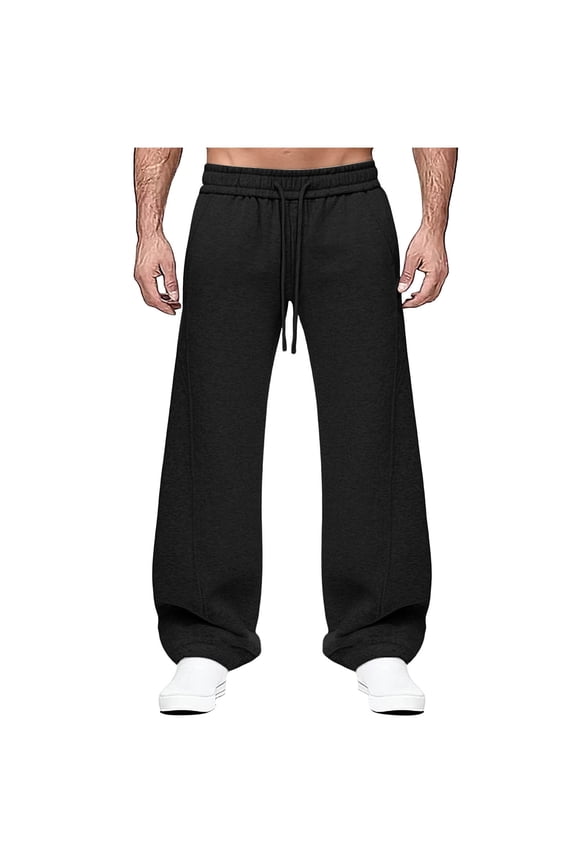Men's Baggy Sweatpants Heavyweight Fleece Wide Leg Drawstring Sweat Pants,Casual Lounge Joggers with Pockets Slacks