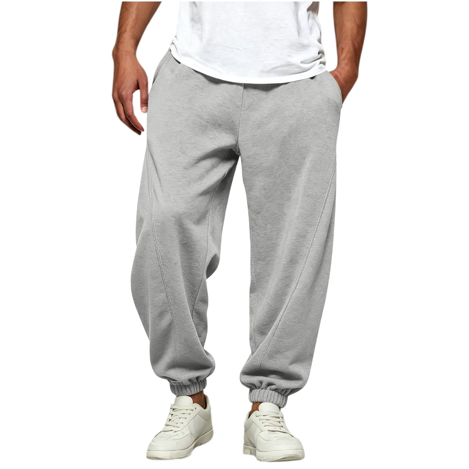 Men's Baggy Sweatpants Lightweight Fleece Wide Leg Drawstring
