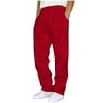 thumbnail image 1 of Men's Baggy Sweatpants Open Bottom Straight Leg Track Pants Sport Workout Joggers with Pockets Soft Lounge Trousers, 1 of 5