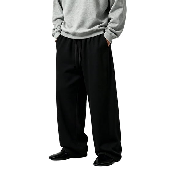 Men's Baggy Sweatpants Open Bottom Wide Leg Lounge Sweat Pants Lightweight Workout Yoga Track Pant with Pockets