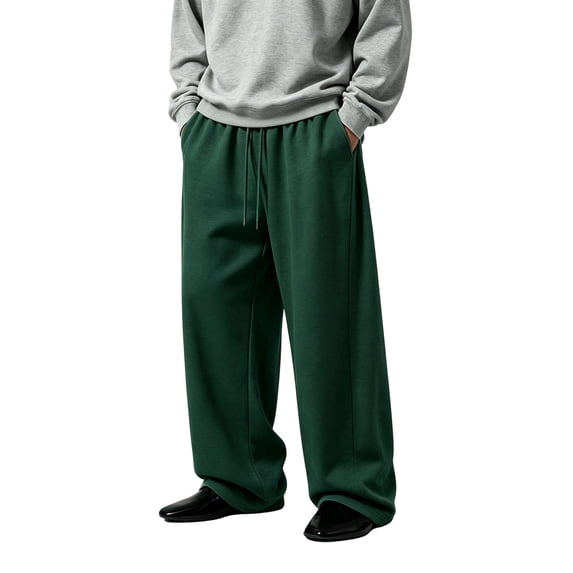 Men's Baggy Sweatpants Open Bottom Wide Leg Lounge Sweat Pants Lightweight Workout Yoga Track Pant with Pockets