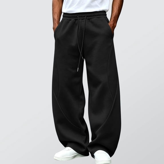 Men's Baggy Sweatpants Oversized Joggers Drawstring Elastic Waist Loose Fit Lounge Trousers with Pockets for Gym Workout Casual Streetwear Athletic Wear