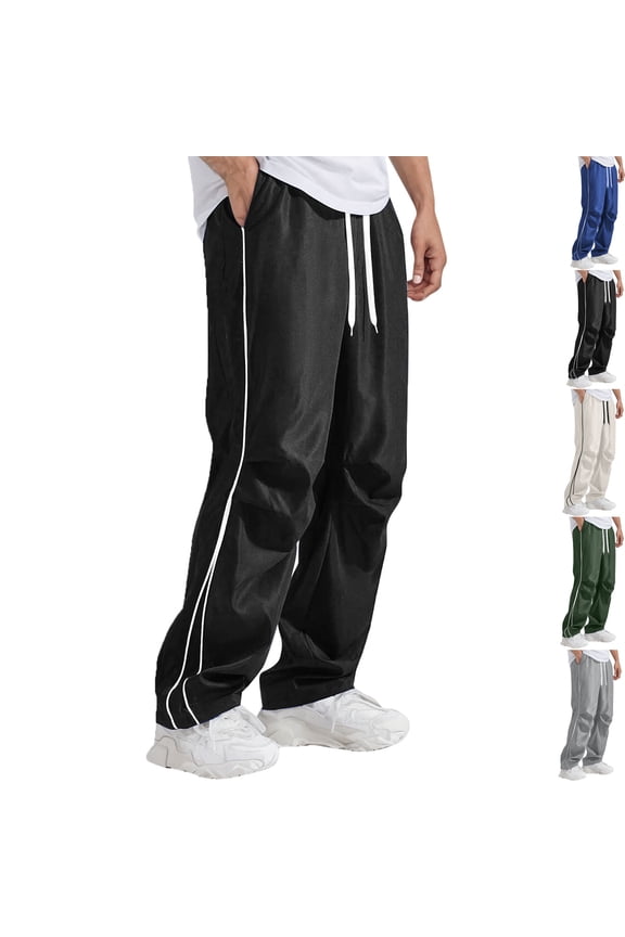 Men's Baggy Sweatpants Parachute Pants Wide Leg Vintage Track Pants Casual Streetwear Mens Goth Parachute Pants Cool Sweatpants for Men Drawstring and Straight Leg relaxed fit sweatpants