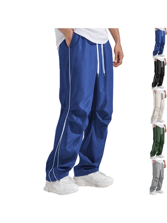 Men's Baggy Sweatpants Parachute Pants Wide Leg Vintage Track Pants Casual Streetwear Mens Goth Parachute Pants Cool Sweatpants for Men Drawstring and Straight Leg relaxed fit sweatpants