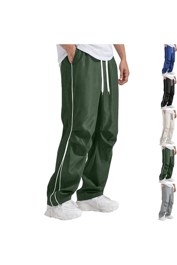 Men's Baggy Sweatpants Parachute Pants Wide Leg Vintage Track Pants Casual Streetwear Mens Goth Parachute Pants Cool Sweatpants for Men Drawstring and Straight Leg relaxed fit sweatpants