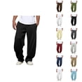 thumbnail image 1 of Baggy Casual Pants for Men 2025 Fall Winter Elastic Waist Drawstring Plain Sweatpants with Pockets Everyday Trousers, 1 of 8
