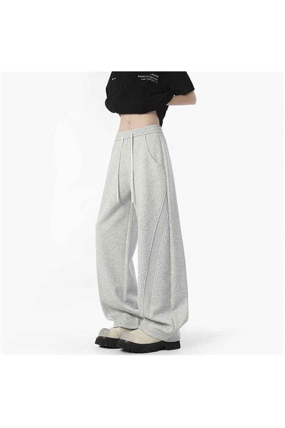 Men's Baggy Sweatpants Ripped Elastic Waist Wide Leg Lounge Sweat Pants Joggers Track Pants,Grey S